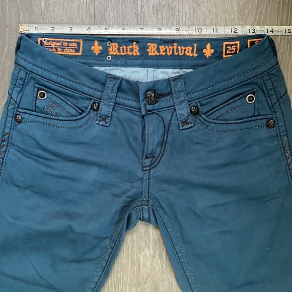 Rock Revival Blue Skinny Pants Size 25 - Picture 4 of 6